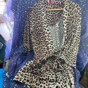 Betsey Johnson animal print cardigan/sweater. Size small